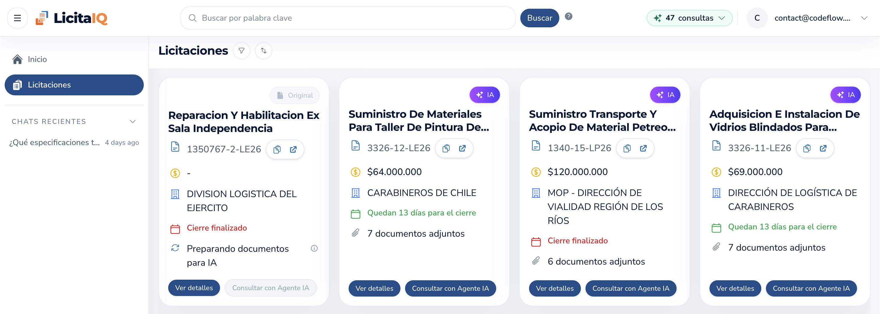 Entrada a ficha de licitación