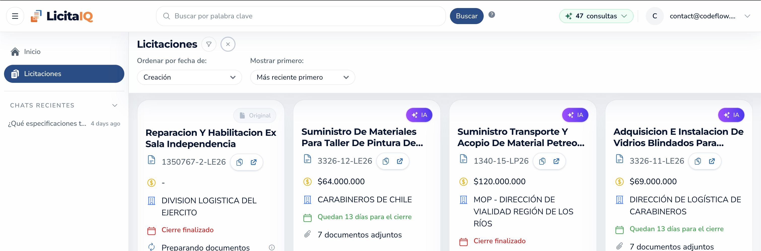 Ordenamiento de licitaciones
